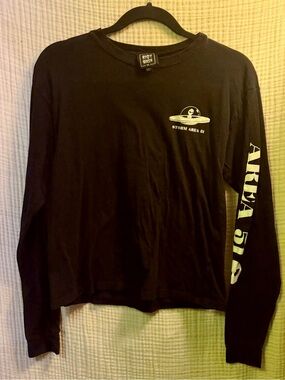 Area51 Save My Homies long sleeve cropped shirt Size Extra Small Black & White-C